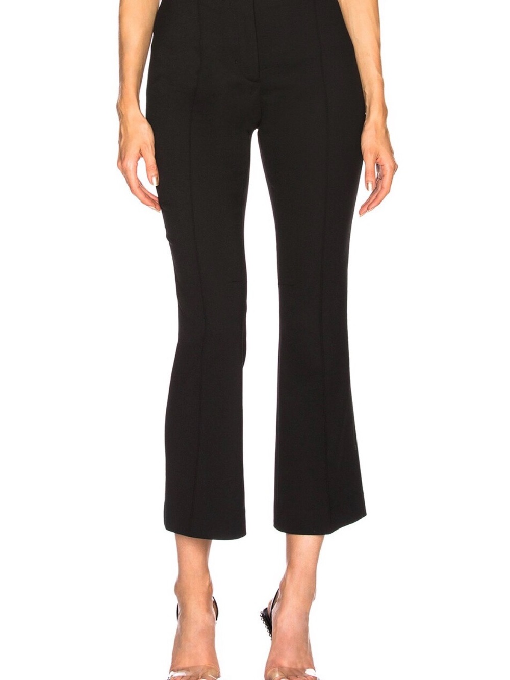 Helmut Lang black cropped kick flair wool blend pants (style HLW63187) Size 4